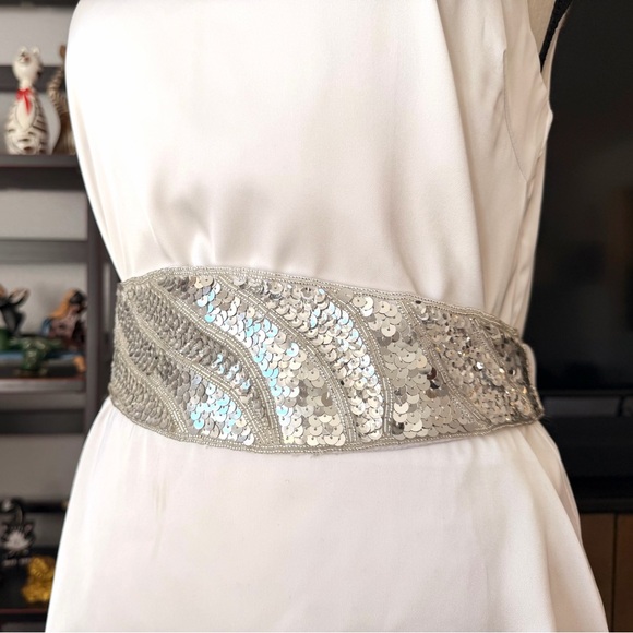 Magid Shimmering Silver Sequin Belt Magid Shimmering Silver Sequin Belt
